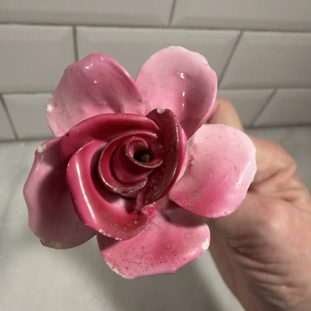 7 Vtg Porcelain‎ Roses Italian Pink Red Antique